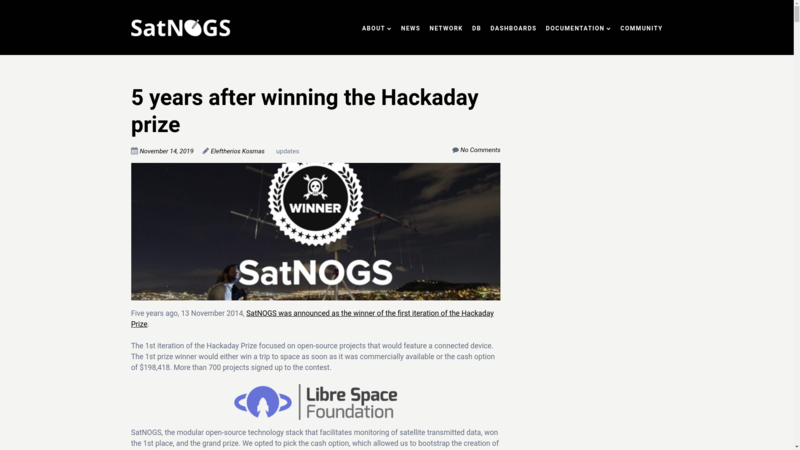 SatNOGS News Screen capture